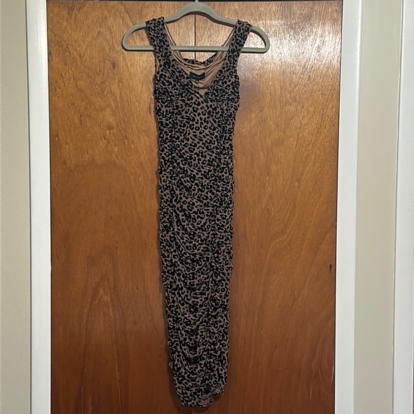 Tabitha Midi Dress in Tan Leopard - Picture 2 of 9